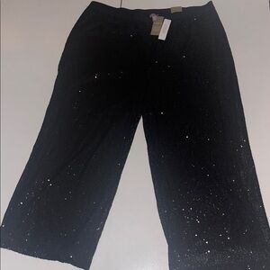Chico's Black Sequin Shimmer Pull on straight ankle Pants NWT 4/20